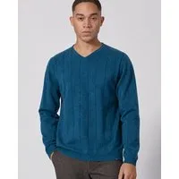 HempAge HempAge Gestreifter Strickpullover Hanf/Biobaumwolle Normal Fit, Reef (blau), – Produktbild 1 von 1
