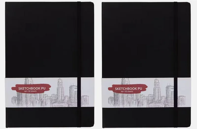 Spectrum Spectrum Notizbuch 2 Stück Skizzenbuch Sketchbook Notizbuch A4 schwarz 50 Blatt, Schwarz, – Produktbild 1 von 5