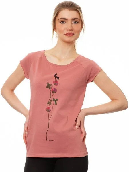 FellHerz FellHerz Damen T-Shirt Glücksklee dusty rose Bio & Fair & Vegan – Produktbild 2 von 3