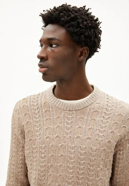 ARMEDANGELS ARMEDANGELS DAAKO Herren Pullover aus Bio-Baumwoll Mix, Silver melange tweed-true camel, – Produktbild 3 von 4