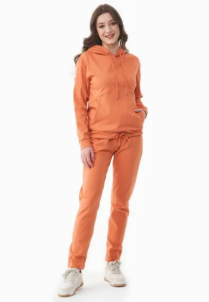 ORGANICATION ORGANICATION Leichte Hoodie aus Bio-Baumwolle, Dusty orange, – Produktbild 2 von 4