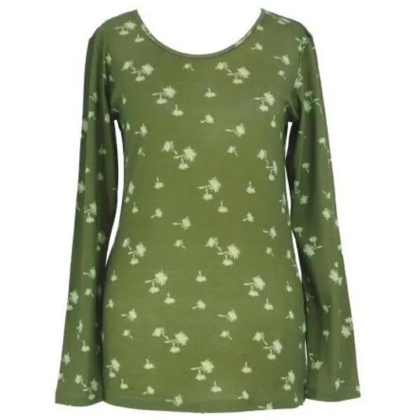 Kokon Zwo Kokon Zwo Basic Rundhalsshirt Langarm 60% Seide (peacesilk), 40% Baumwolle (kbA), Pusteblume seetang, – Produktbild 1 von 2