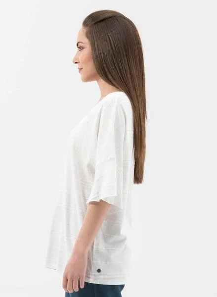 ORGANICATION ORGANICATION T-Shirt aus Bio-Baumwolle mit Volant-Ärmeln, White, – Produktbild 3 von 4
