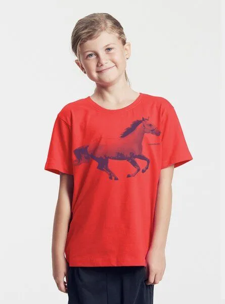 Peaces.bio - handbedruckte Biomode Peaces.bio - handbedruckte Biomode Bio-Kinder T-Shirt Horsepower, Rot, – Produktbild 2 von 2