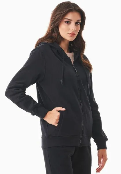 ORGANICATION ORGANICATION Soft Touch Zip-Hoodie aus Bio-Baumwolle, Schwarz(black), – Produktbild 3 von 4