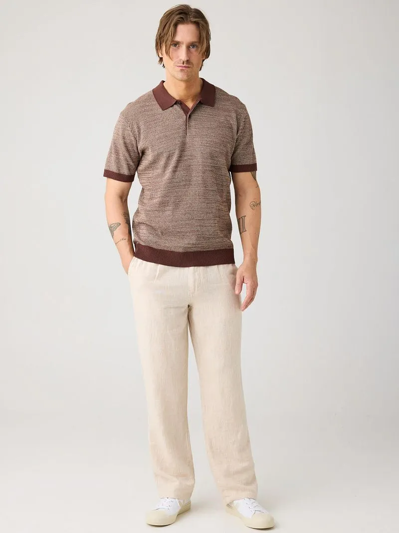 KnowledgeCotton Apparel KnowledgeCotton Apparel Braunes gestreiftes Polo-Shirt aus Strick - Größe XXL, Braun, – Produktbild 3 von 5