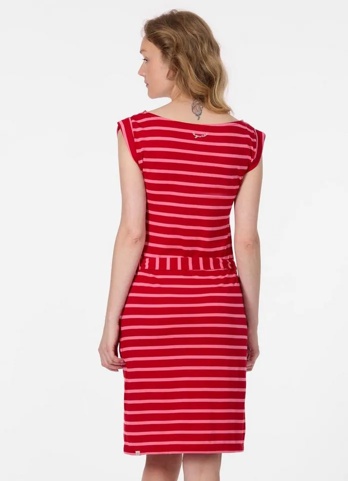 ragwear ragwear Minikleid TAGG STRIPES (2-tlg) Fließende Viskosemischung mit Streifen und Bindeband, Rot, – Produktbild 3 von 4