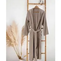 NATURAWALK NATURAWALK Bademantel mit Kapuze | Classic | Tan | 100% Bio-Baumwolle | unisex | lang, Grau, – Produktbild 1 von 1
