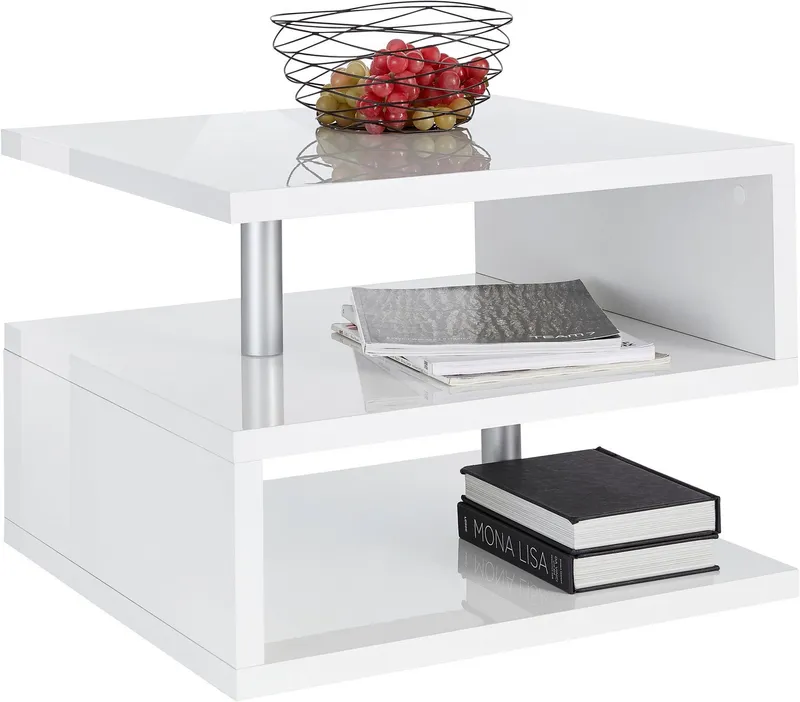 Home affaire Couchtisch ZETA- Kaffeetisch, Sofatisch, Wohnzimmertisch, Breite ca. 55 cm, Made in Italy, mit Ablagemöglichkeit, 55x55 cm, Weiß, – Produktbild 1 von 5