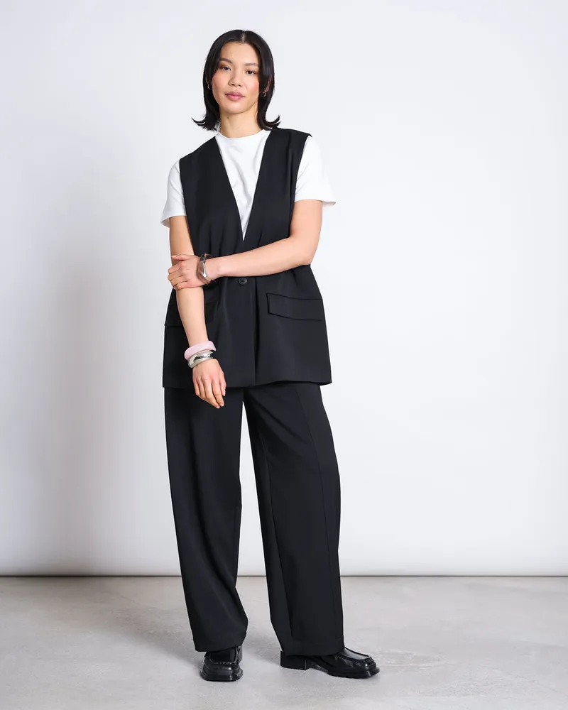 JAN N JUNE JAN N JUNE Damen vegan Hose Mit Weitem Bein Juny Schwarz, Schwarz, – Produktbild 1 von 2