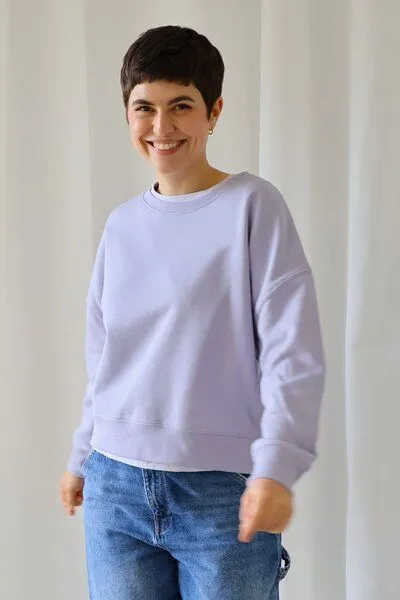 Kultgut Kultgut Goodness Sweater 100% Bio-Baumwolle - Ein schöner Allrounder im Boxistyle, Lila, – Produktbild 2 von 4