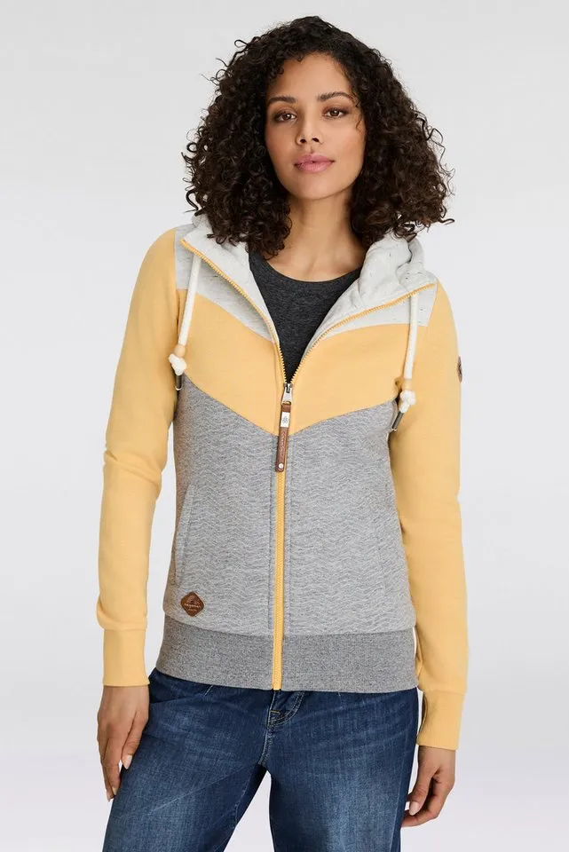 ragwear ragwear Sweatjacke TREGA ZIP O im Colorblocking-Design, Gelb, – Produktbild 2 von 5