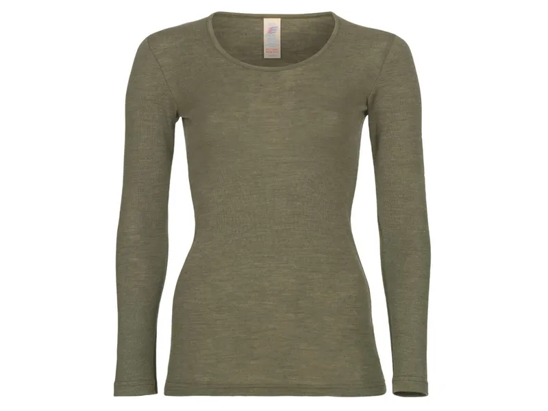 Engel natur Engel Natur Damen Unterhemd Langarm Wolle Seide olive Gr. 42/44, Grün, – Produktbild 1 von 1