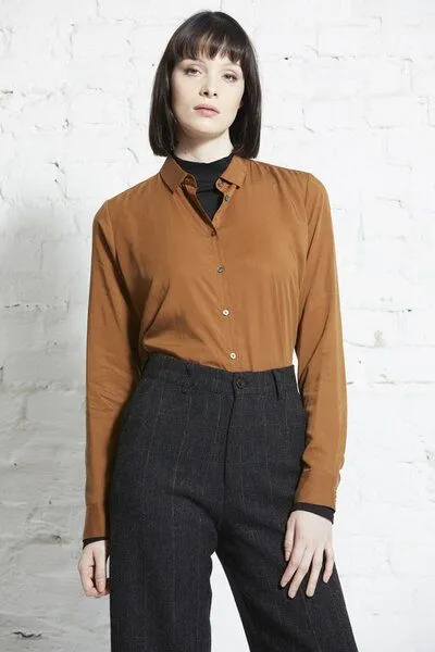Wunderwerk Wunderwerk Damen Bluse aus Tencel "Contemporary blouse TENCEL", Hellbraun (843 burned almond), – Produktbild 1 von 4