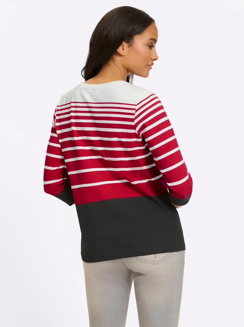 heine 3/4-Arm-Shirt schwarz-rot-bedruckt, Schwarz-rot-bedruckt, – Produktbild 2 von 2