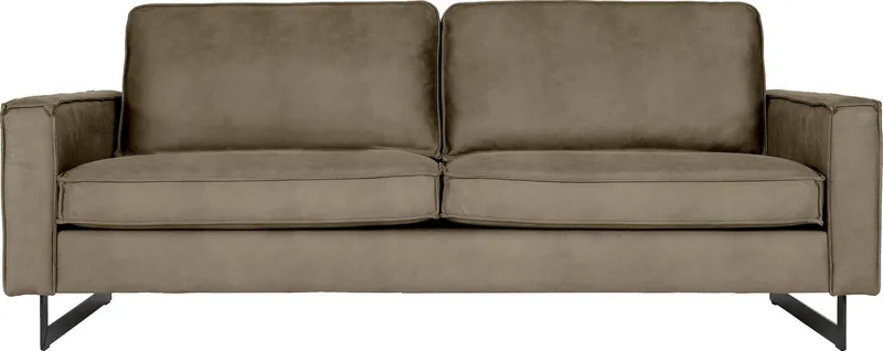 OTTO home 3-Sitzer Pinto, 206 cm, Cord, Chenille, Lederoptik, mit Keder, schwarze Metallfüße, Wellenunterfederung, Grau, – Produktbild 3 von 8