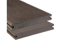 woodstore24 BPC Massivdiele WoodoAthen, 19 x 140 mm, beidseitig begehbar, geriffelt / glatt, dunkelbraun, in der Länge 3 m – Produktbild 1 von 1