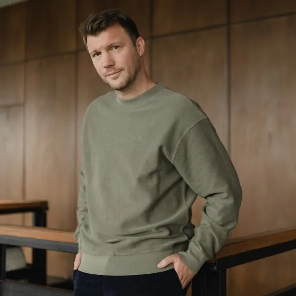 NORDLICHT NORDLICHT Herren Sweater aus strukturierter Bio-Baumwolle NILAS, Grün, – Produktbild 1 von 4