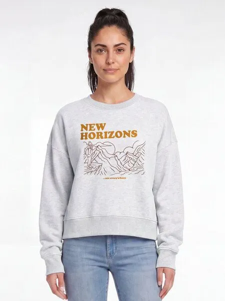 watapparel watapparel Sweatshirt Frauen New horizons are everywhere, Cool heather grey, – Produktbild 2 von 2