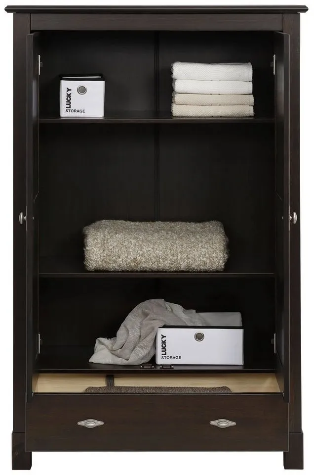 OTTO home Wäscheschrank Rauna (B/H/T ca. 96/155/38 cm) aus massiver Kiefer, FSC®, 2-türig, 96cm breit, Braun, – Produktbild 5 von 5