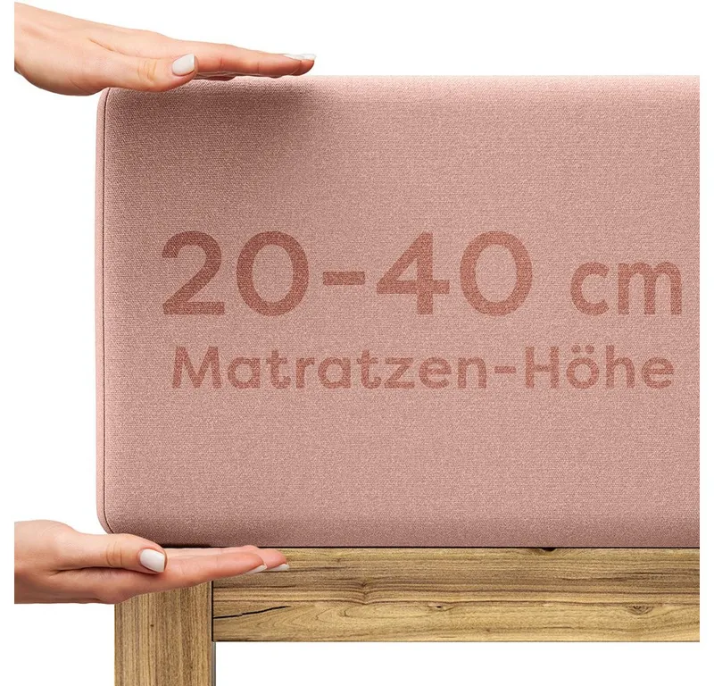 Wolkenfeld Spannbettlaken Boxspringbett Bettlaken - Spannbetttuch für Matratzen bis 40cm, Jersey, Gummizug: rundum, (1 Stück), Elastisch & Rutschfest: 90x200, 140x200, 160x200, 180x200 & Übergrößen, Rosa, – Produktbild 2 von 5