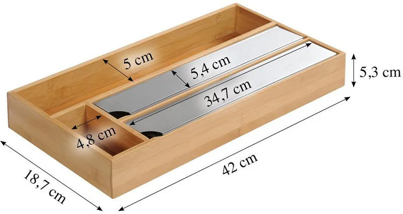 Kesper Kesper Folienspender mit 4 Fächern, 2 davon mit Abreißkanten, (1-St), für Backpapier, Alufolie, Frischhatlefolie und Kleinteile, Beige, – Produktbild 4 von 4