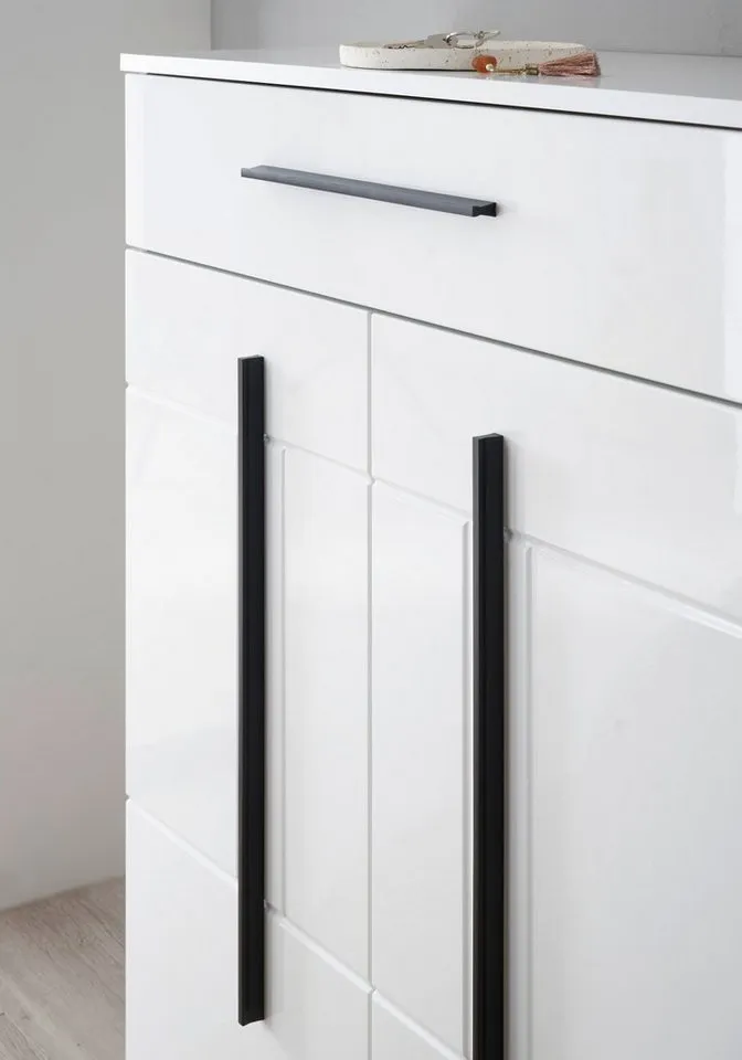 Furn.Design Garderoben-Set Design-D, (Komplett-Set in Weiß Hochglanz, 6-St., 230 x 200 cm), inklusive Sitzkissen, Soft-Close-Funktion, Weiß, – Produktbild 5 von 5