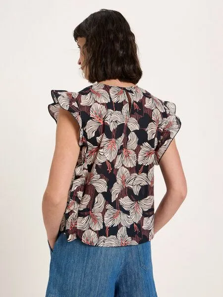 LANIUS LANIUS Kurzarm-Bluse print bloom, Onyx, – Produktbild 3 von 4