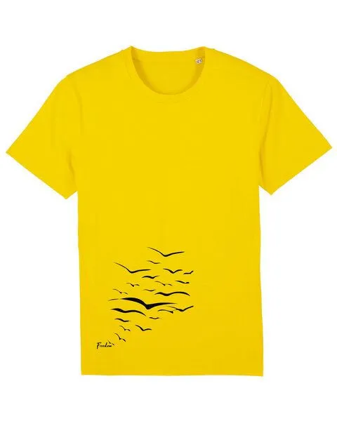 Human Family Human Family Bio Unisex T-Shirt "Create - Free Birds" in verschiedenen Farben, Goldgelb, – Produktbild 2 von 4