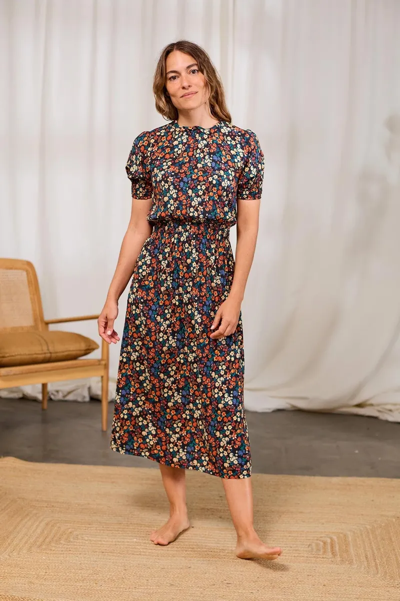 TWOTHIRDS TWOTHIRDS Damen vegan Kleid Grassholm Wild Forest Print, Schwarz, – Produktbild 1 von 2