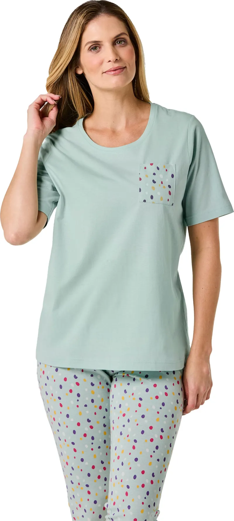 wäschepur Schlafanzug-Shirt kalkmint, Kalkmint, – Produktbild 2 von 2