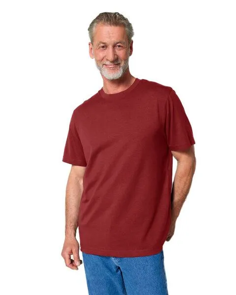 YTWOO YTWOO Nachhaltiges schweres Unisex T-Shirt, Dunkelrot, – Produktbild 4 von 4