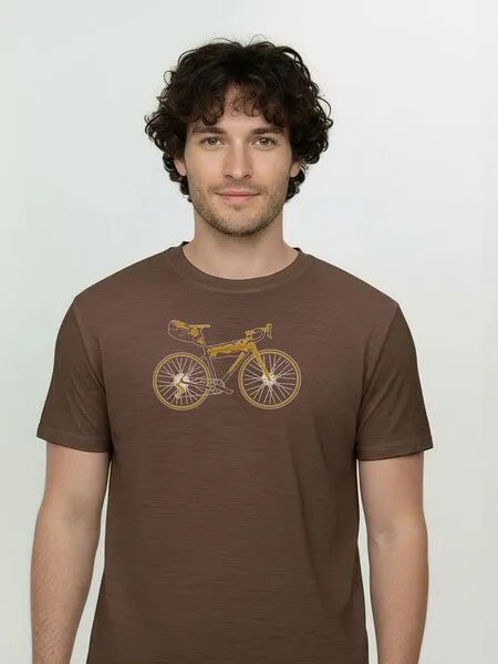 GreenBomb GREENBOMB Bike Gravel Loom - Funktionales T-Shirt aus Merino-Wolle / hochwertiger Print / Fair & Vegan, Braun (earth wood), – Produktbild 2 von 4