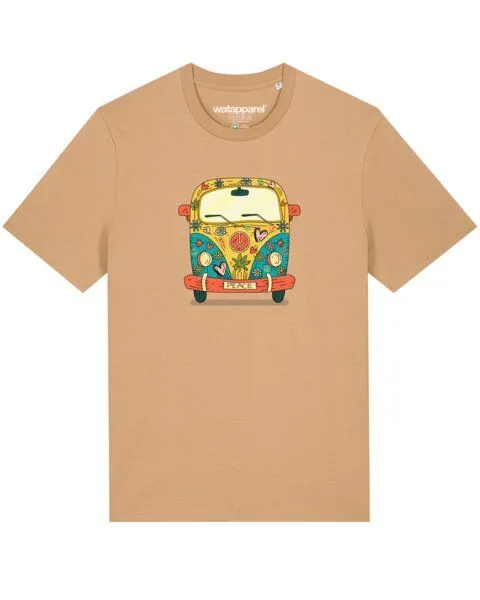 watapparel watapparel T-Shirt Unisex Hippies Bus, Latte, – Produktbild 1 von 4