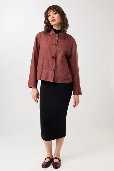 LangerChen LangerChen Schlichte Jacke aus Leinen, Rubywood (rot), – Produktbild 1 von 4