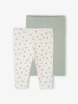 Vertbaudet 2er-Pack Baby Leggings BASIC salbei – Produktbild 1 von 1
