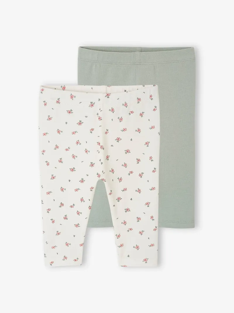 Vertbaudet 2er-Pack Baby Leggings BASIC salbei, Salbeigrün, – Produktbild 1 von 3