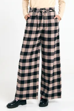 SUITE13LAB SUITE13LAB Damen vegan Hose Silves Schwarz Kariert Ecru – Produktbild 1 von 1