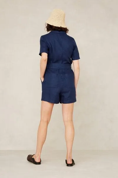 Kings Of Indigo Kings Of Indigo JANELLE PLAYSUIT | WORKER BLUE LINEN, Blue, – Produktbild 4 von 4