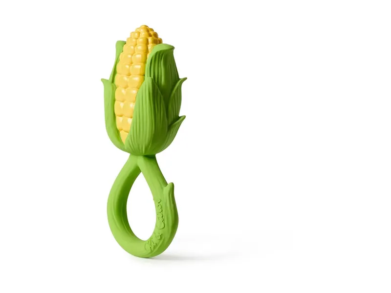 Oli & Carol Oli & Carol Baby Greifling und Rassel Naturkautschuk Corn 6 x 4,8 x 11,3 cm, Gelb, grün, – Produktbild 2 von 2