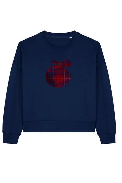 Kultgut Kultgut Artdesign - Biofair- Pulloversweater im Boxistyle / Scottish Apple, Dunkelblau, – Produktbild 2 von 3