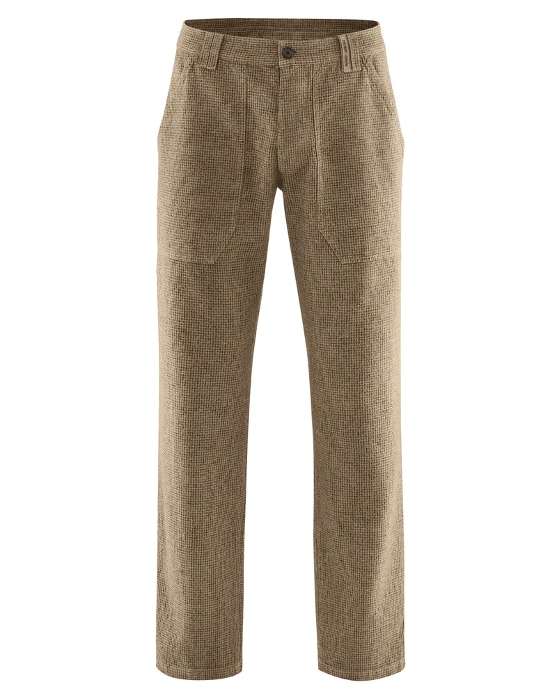 HempAge Hempage Herren vegan Hose Mit Hahnentrittmuster Shitake Braun, Braun, – Produktbild 1 von 2