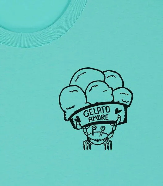 päfjes päfjes Gelato Amore / Eis Krabbe mit Eisbecher - Fair Bio Männer Unisex T-Shirt, Pool blue (blau), – Produktbild 4 von 4