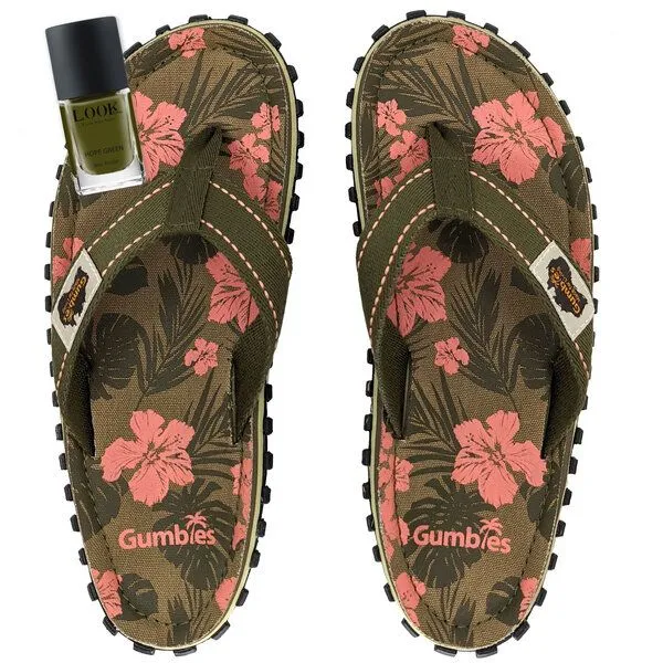 Gumbies Gumbies Set - Nachhaltiger Zehentrenner mit veganem Nagellack, Set jungle (grün), – Produktbild 1 von 4