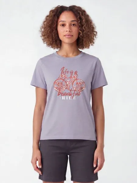 watapparel watapparel T-Shirt Frauen Life is a beautiful ride, Lavender, – Produktbild 2 von 2
