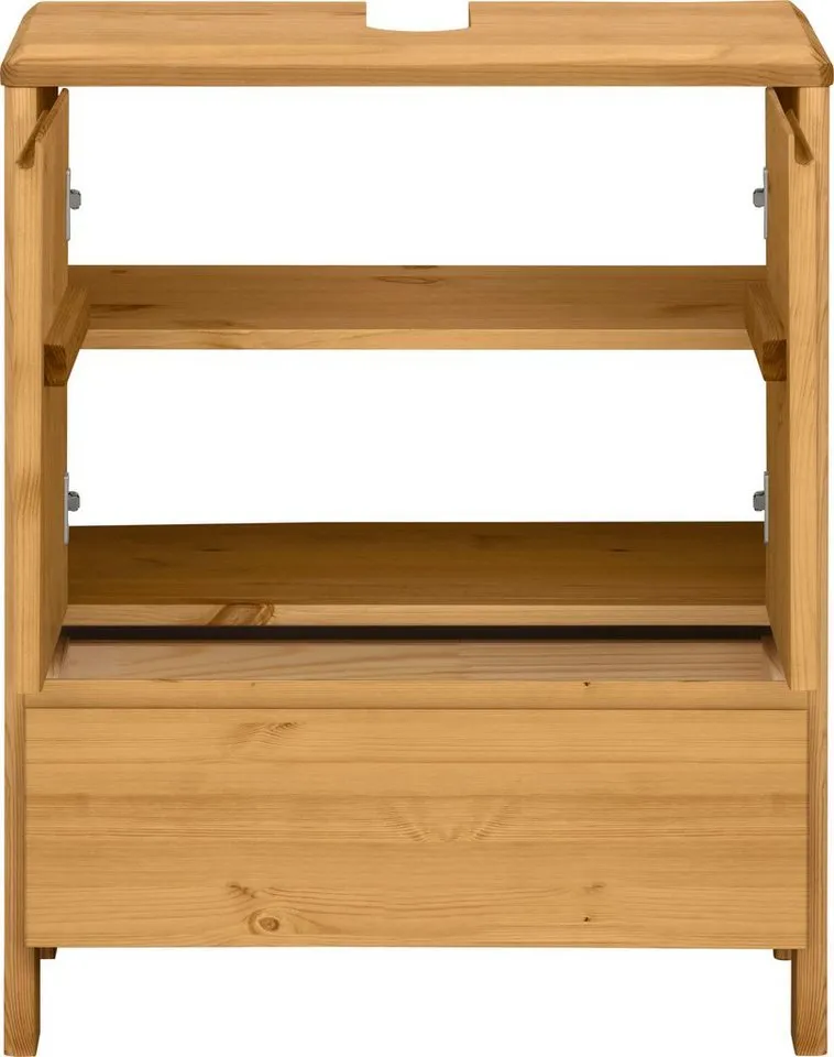 OTTO products Waschbeckenunterschrank Jorrick Breite 60 cm, Kiefer mit Bio Öl/Wachs behandelt, Siphonausschnitt, Beige, – Produktbild 6 von 8