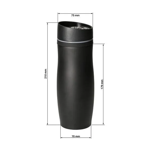 elasto elasto Thermobecher 350 ml doppelwandig isoliert „Milano“ aus Edelstahl, Schwarz, – Produktbild 2 von 5