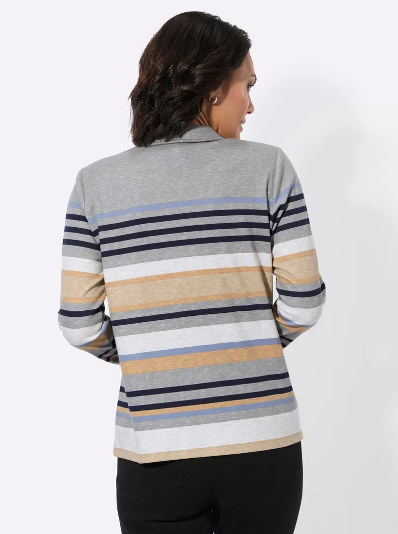 Witt Poloshirt grau-taubenblau-geringelt, Grau-taubenblau-geringelt, – Produktbild 1 von 2