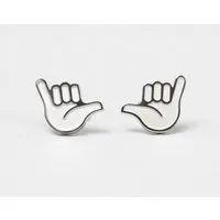 Fyngers Fyngers Ohrstecker aus chirurgischen Edelstahl hochglanzpoliert HANG LOOSE, Silber, – Produktbild 3 von 7