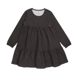Walkiddy Walkiddy Mädchen Kleid GOTS-zertifiziert aus Bio-Baumwolle, grau mit bunten Punkten, Volantrock, langarm – Produktbild 1 von 1